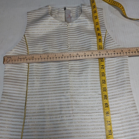 PUNCH A line Gold and Cream Over The Knee length Dress Size 4 - Picture 10 of 12